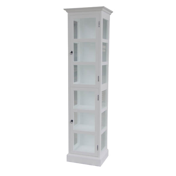 Slim White Glass Display Cabinet